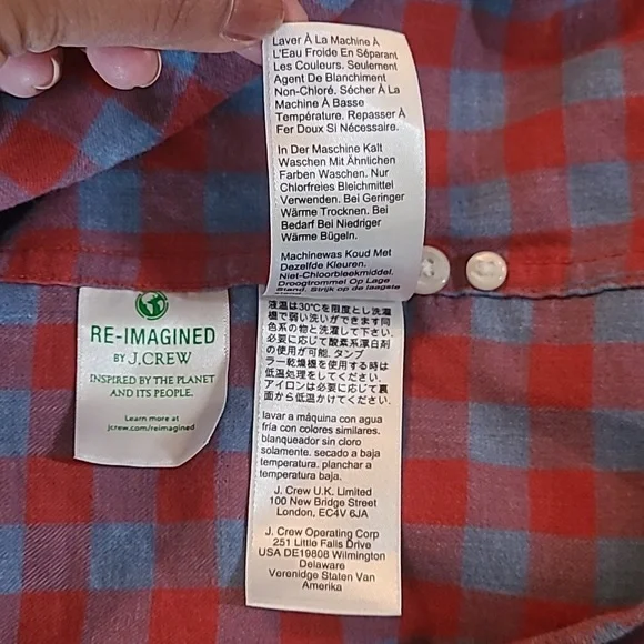 j.crew Men's Red and Blue Checkered Shirt - Picture 5 of 8